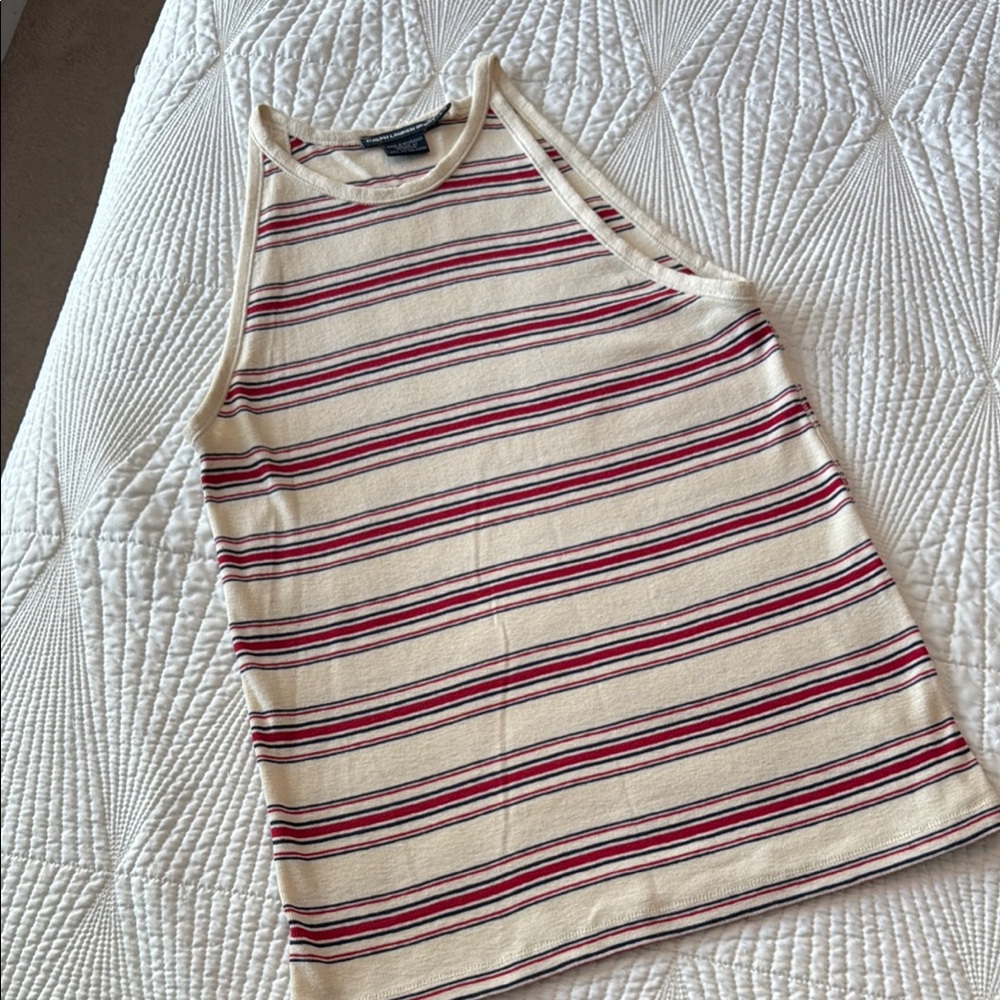 Ralph Lauren Cream and Red Striped Tank Top